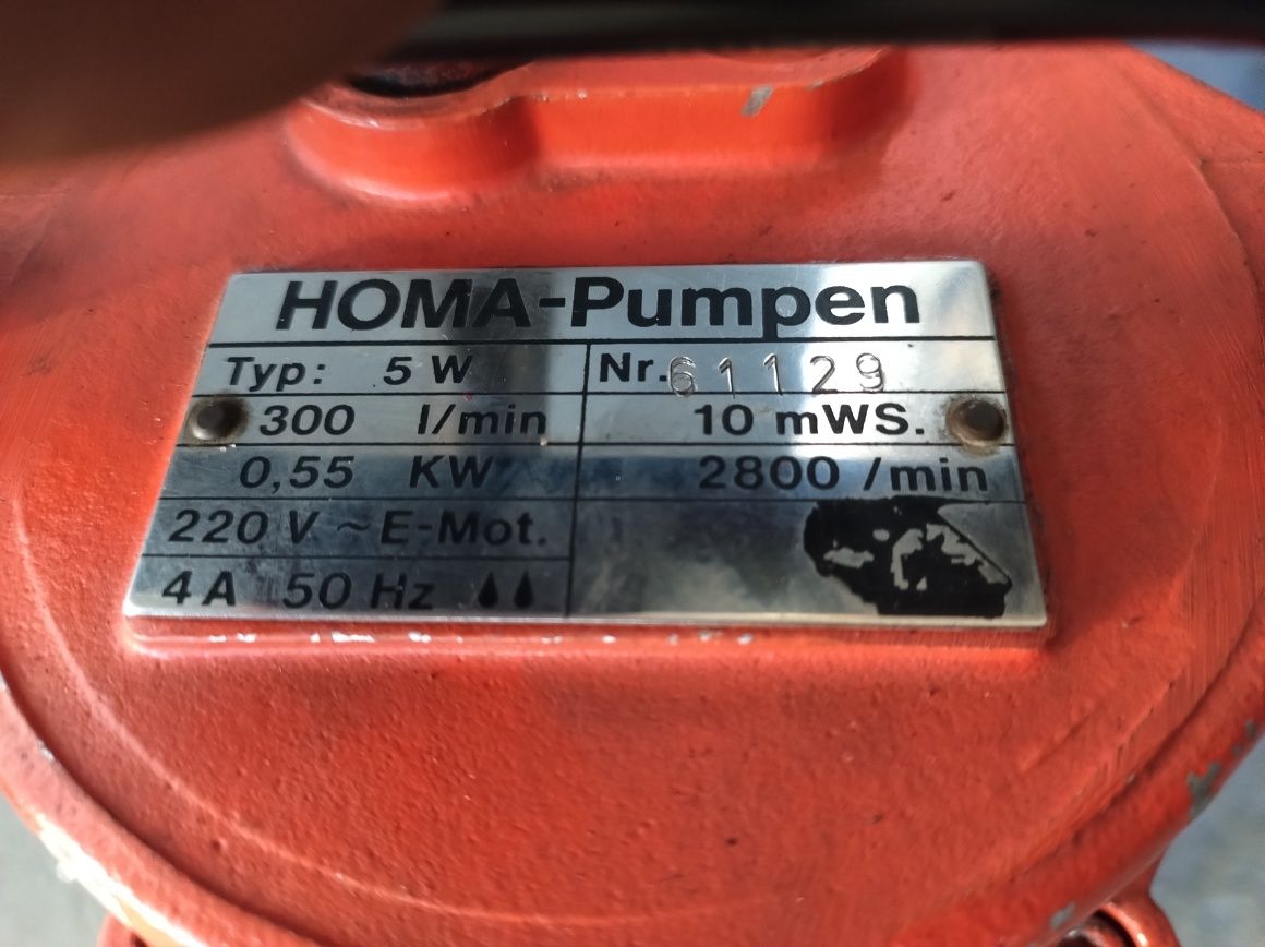 Nowa pompa zatapialna do ścieków szamba HOMA 300l/min