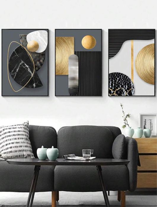 Conjunto de 3 peças - Pintura de parece em poliester para Decoração