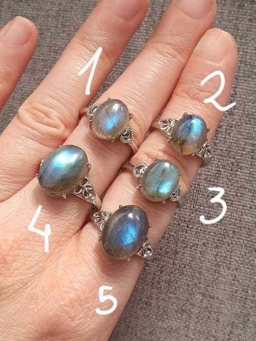 Anel de labradorite azul 14mm ou 11mm (ajustável) - ESCOLHER UM