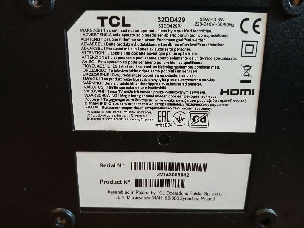 TCL 32DD429 32" LED HD Ready