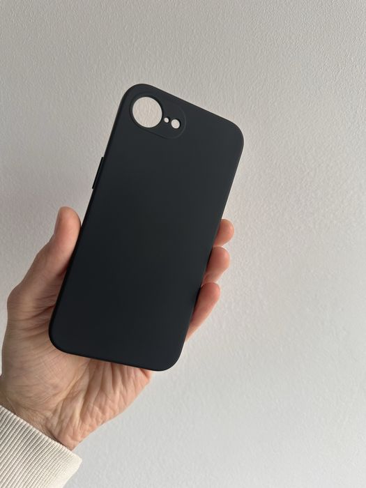 Etui Plecki silikon czarne + SZKŁO hartowane do iPhone 16e