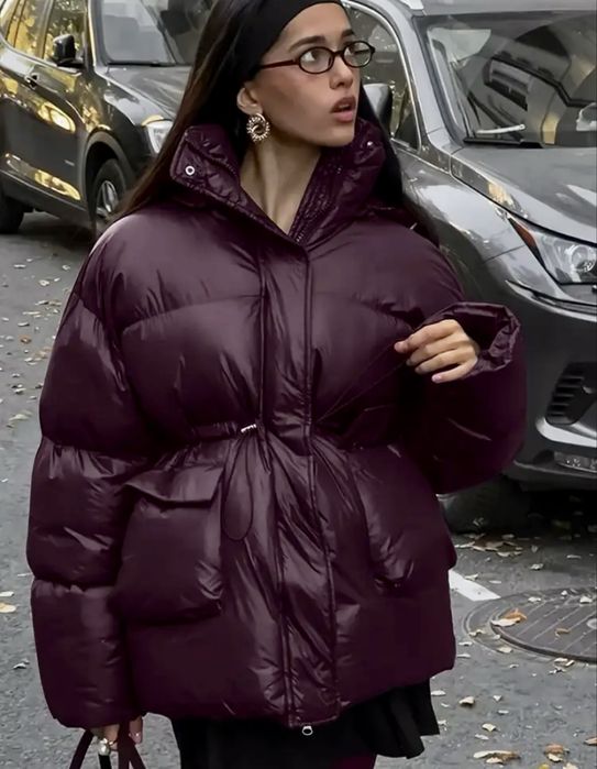 Пальто жіноче тепле фіолетового кольору