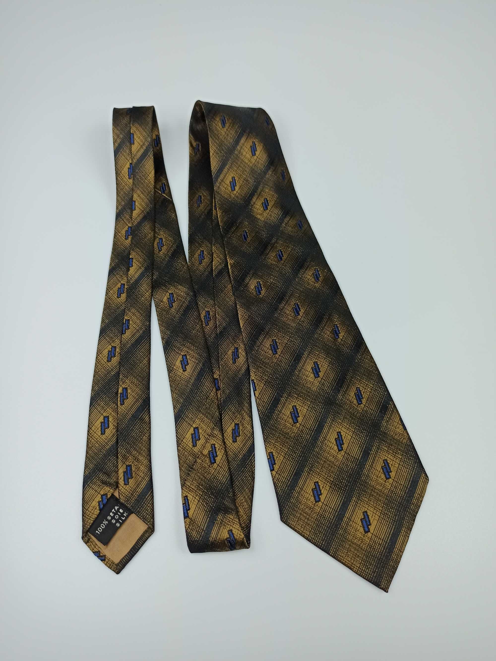 Gianni Versace złoty żółty jedwabny krawat q17