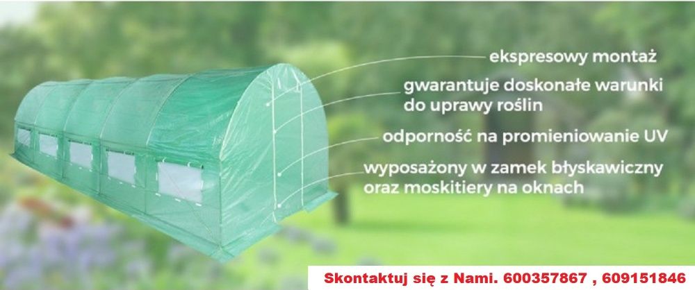 Tunel foliowy 3x4,5x2m zielony szklarnia tunel