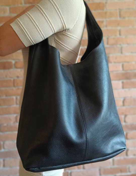 Torebka włoska Vera Pelle skóra naturalna czarna