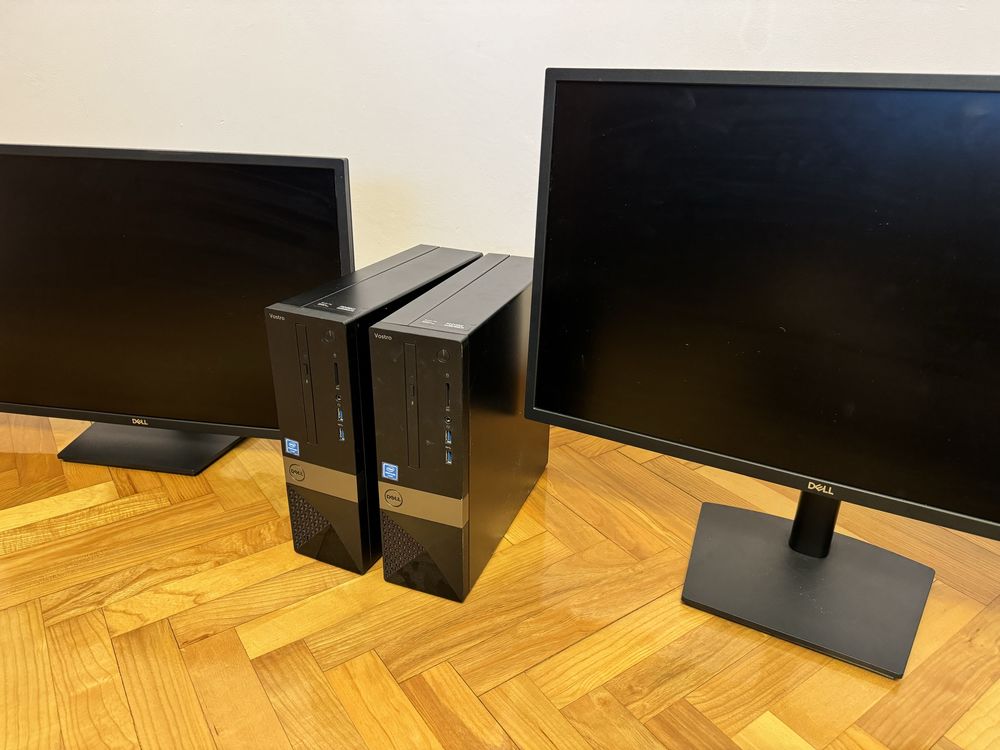 Dwa monitory dwa komputery Dell 2722HS Vostro 3252