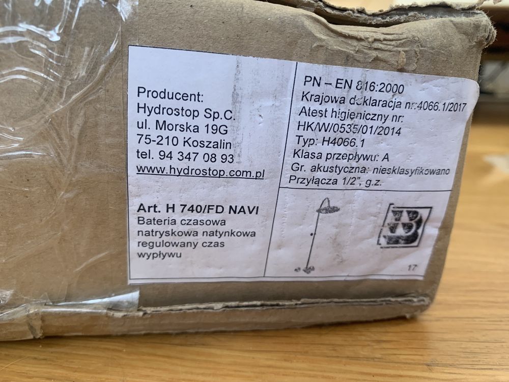 Nowa bateria czasowa natryskowa prysznicowa Hydrostop deszczownica