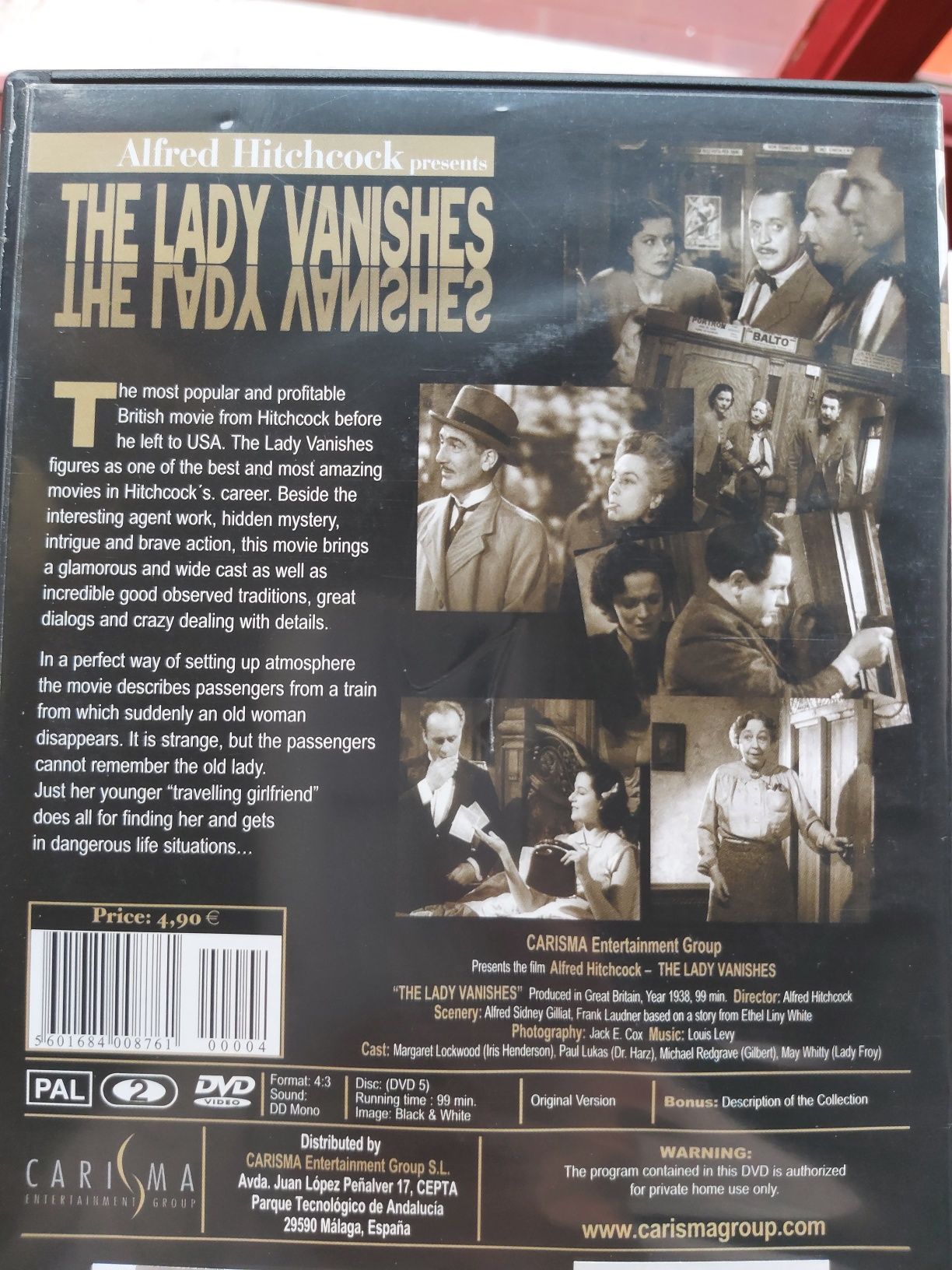 DVD raro Hitchcock "DESAPARECIDA! - The Lady Vanishes