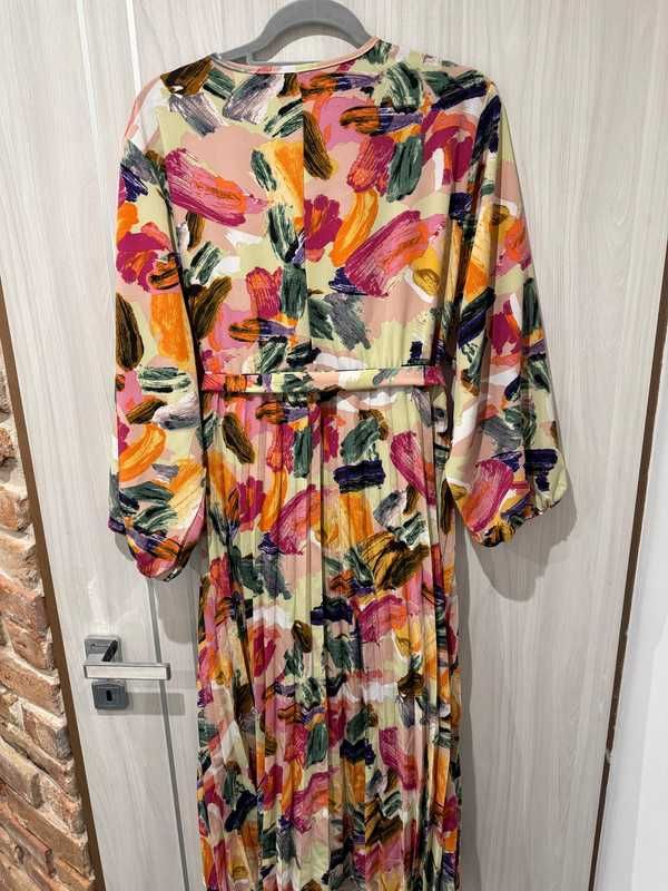 Sukienka długa maxi plisowana kolorowa kwiaty 3D 48/50 Butik