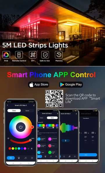Pasek taśma LED RGB - TUYA - 5 metrów - sterowanie z telefonu - TUYA