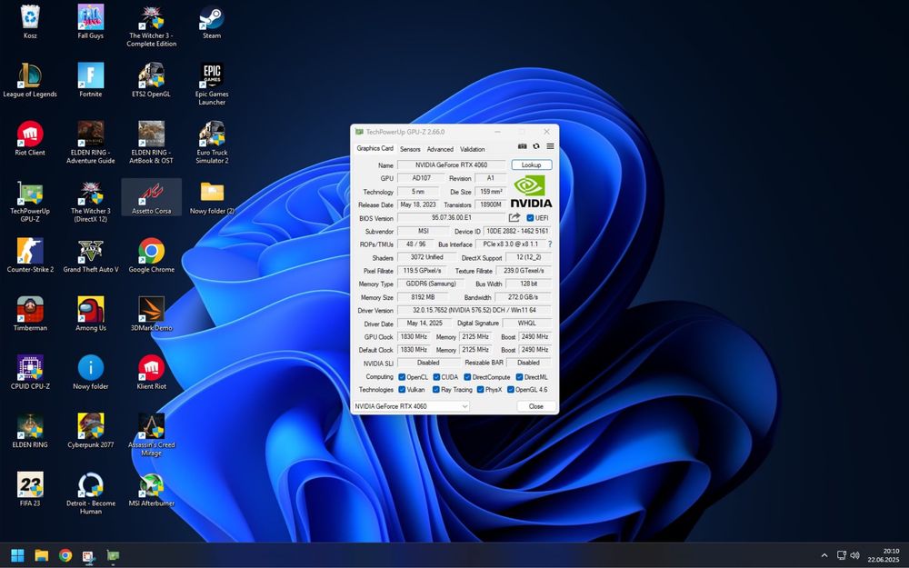 Komputer Stacjonarny RTX 4060/Ryzen 5 5600/32Gb 3600/ 1000Gb NVME+HDD