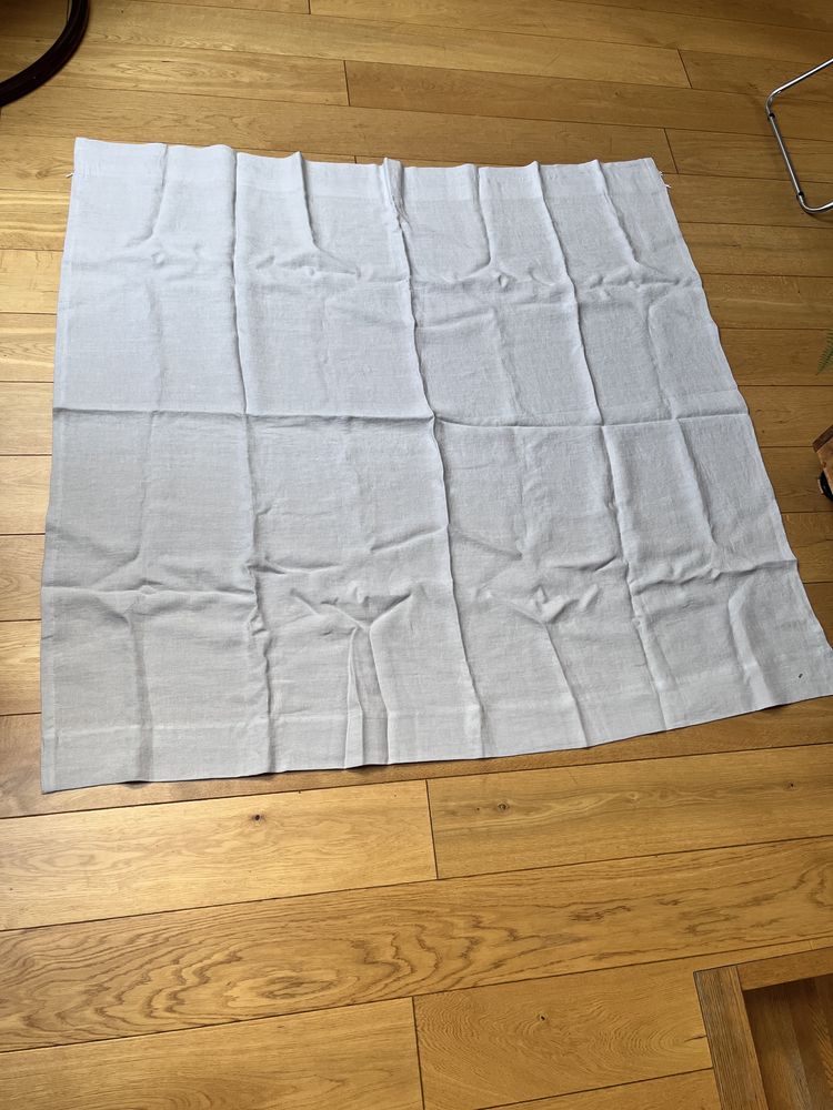 Zaslona lniana So linen jasno szara 160x165 z grzywką