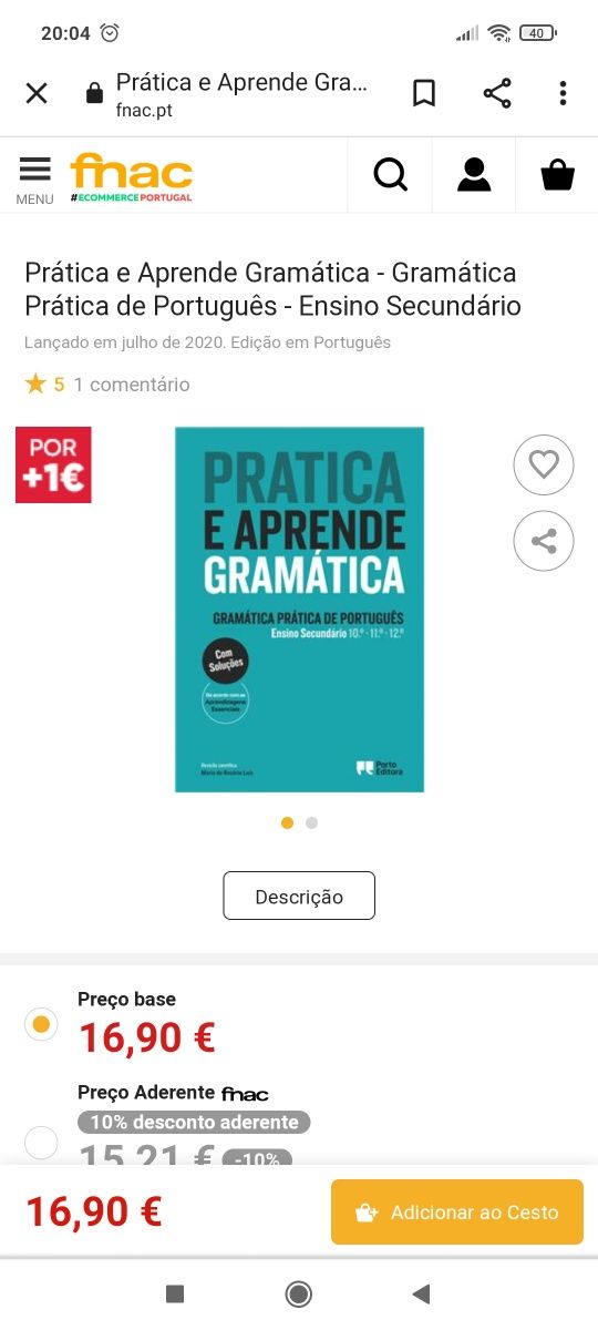 Livro " Pratica e Aprende Gramática" -Ensino Secundário Porto Editora