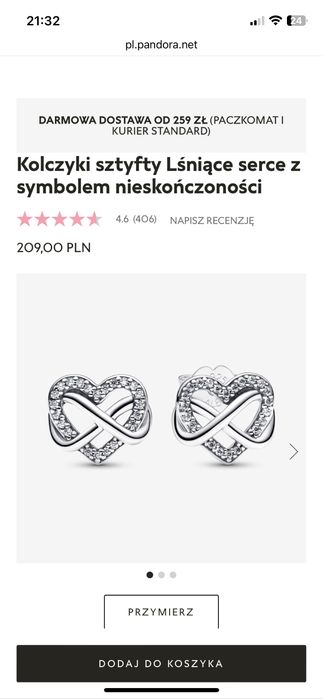 Pandora Komplekt Lśniące serce z symbolem nieskończoności