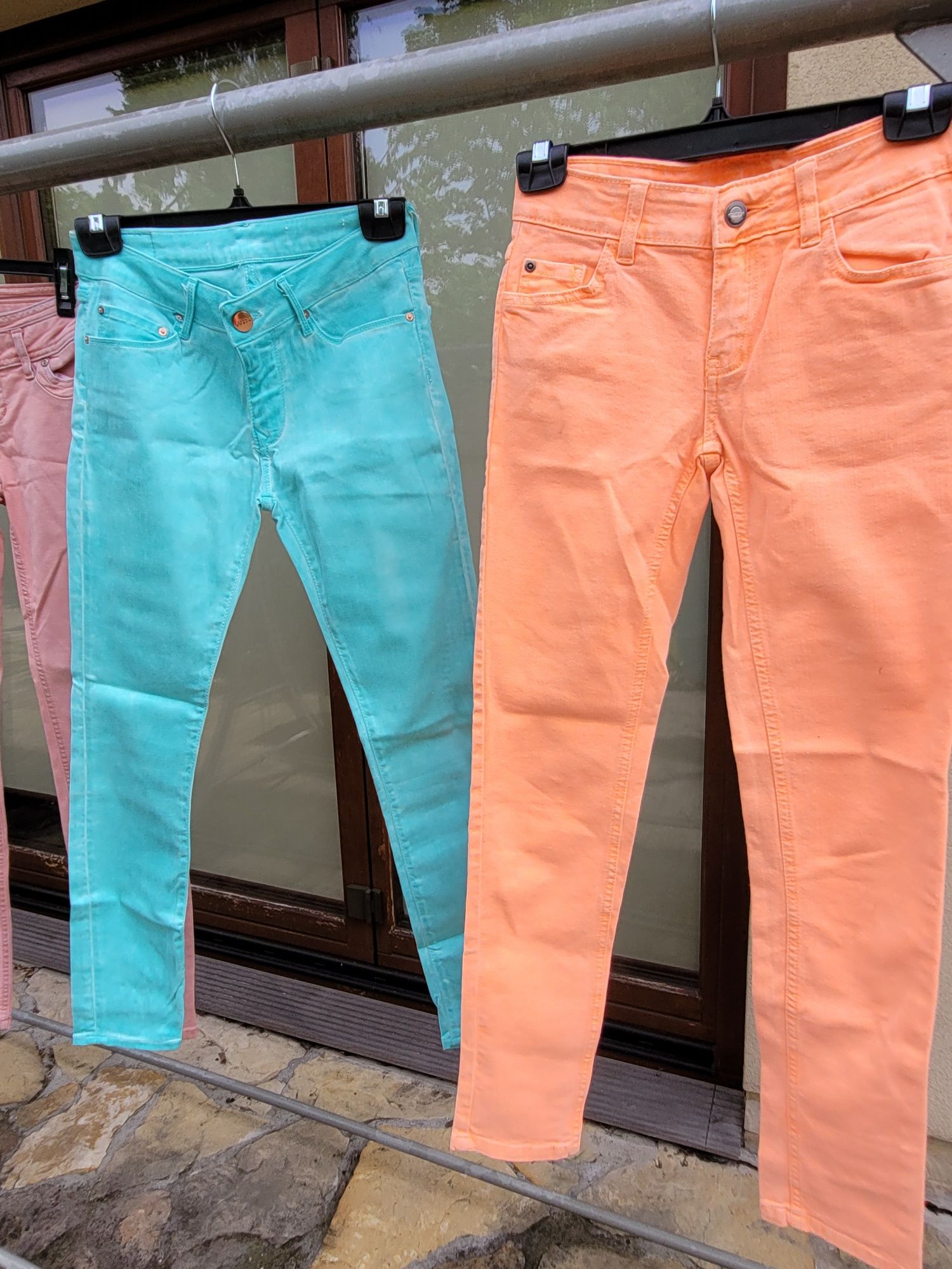Spodnie dżinsowe jeansowe kolorowe  pomarańczowe XS 34