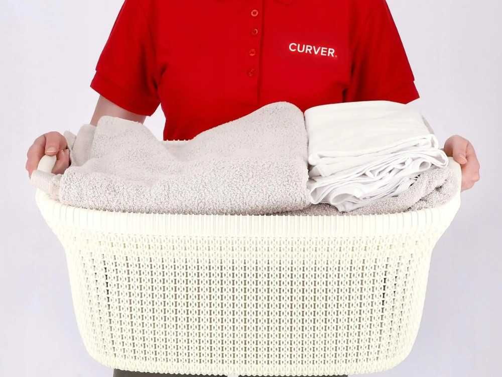 Kosz na Pranie Pojemnik na Bieliznę Curver Knit 40L Kremowy Duży Styl