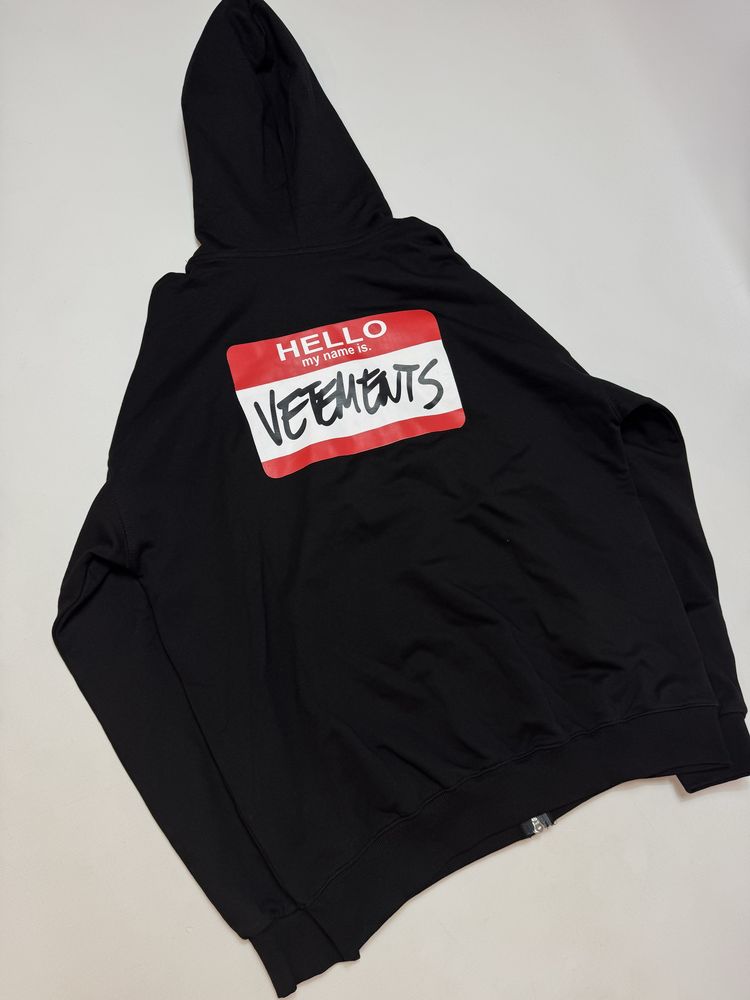Зіп Худі Vetements Hello My Name Is S M Zip up кофта