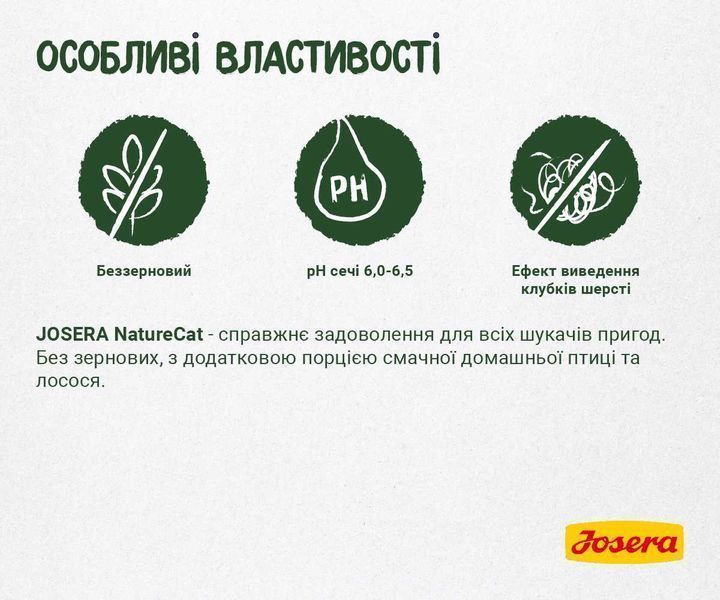 JOSERA NatureCat 10кг Беззерновий корм для активних котів