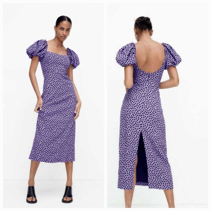 НОВА Трендова сукня ZARA, бузковий колір та принт горох