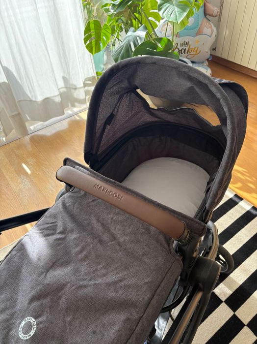 Conjunto Maxi-Cosi Cadeira+ Carrinho bebé + Isofix + Espreguiçadeira