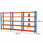 Regał magazynowy 5-półkowy FORTIS LIGHT 200x585x60 cm zestaw 3 moduły