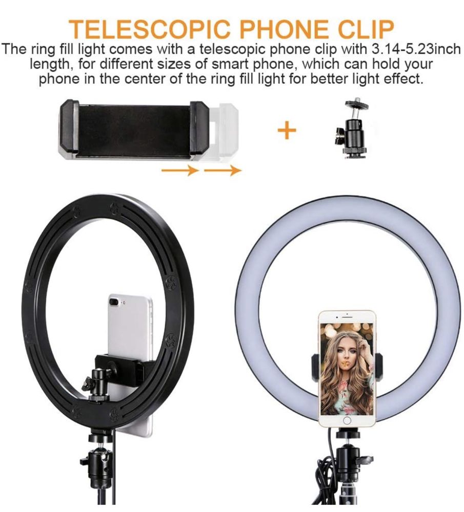 Ring Light RGB 26cm + Tripé 170cm +Controlo Remoto IR/Bluetooth (NOVO)