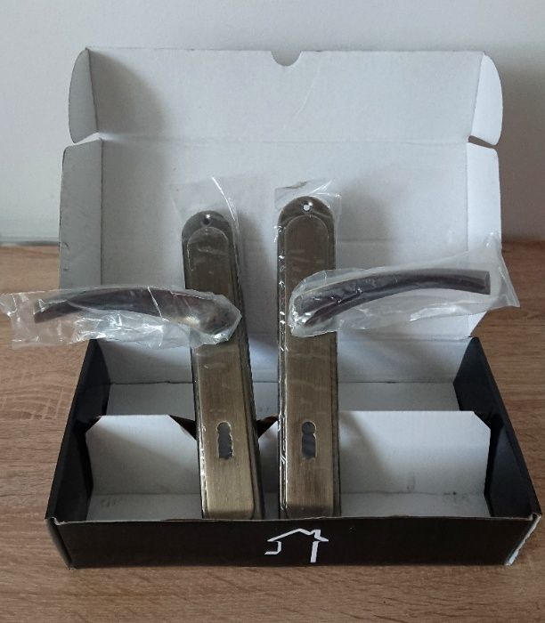 komplet 3 szt. łańcuch blokada zapornica do drzwi + klamka drzwiowa