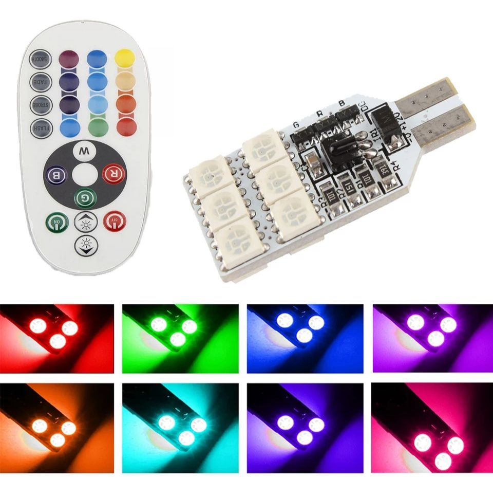 Авто Led лампы RGB 36мм 16 цветов, пульт подсветка салона RGB