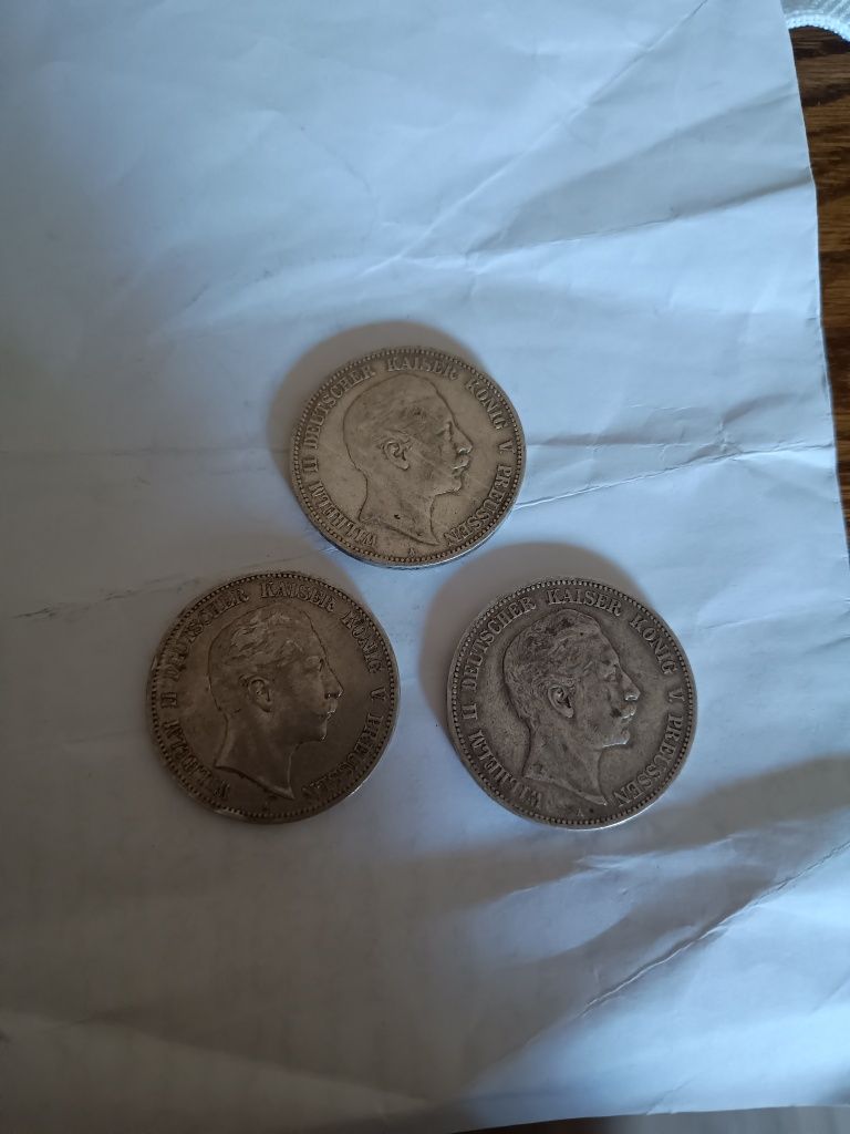 Moneta 5 marek x 3 szt Wilhelm II 1903
