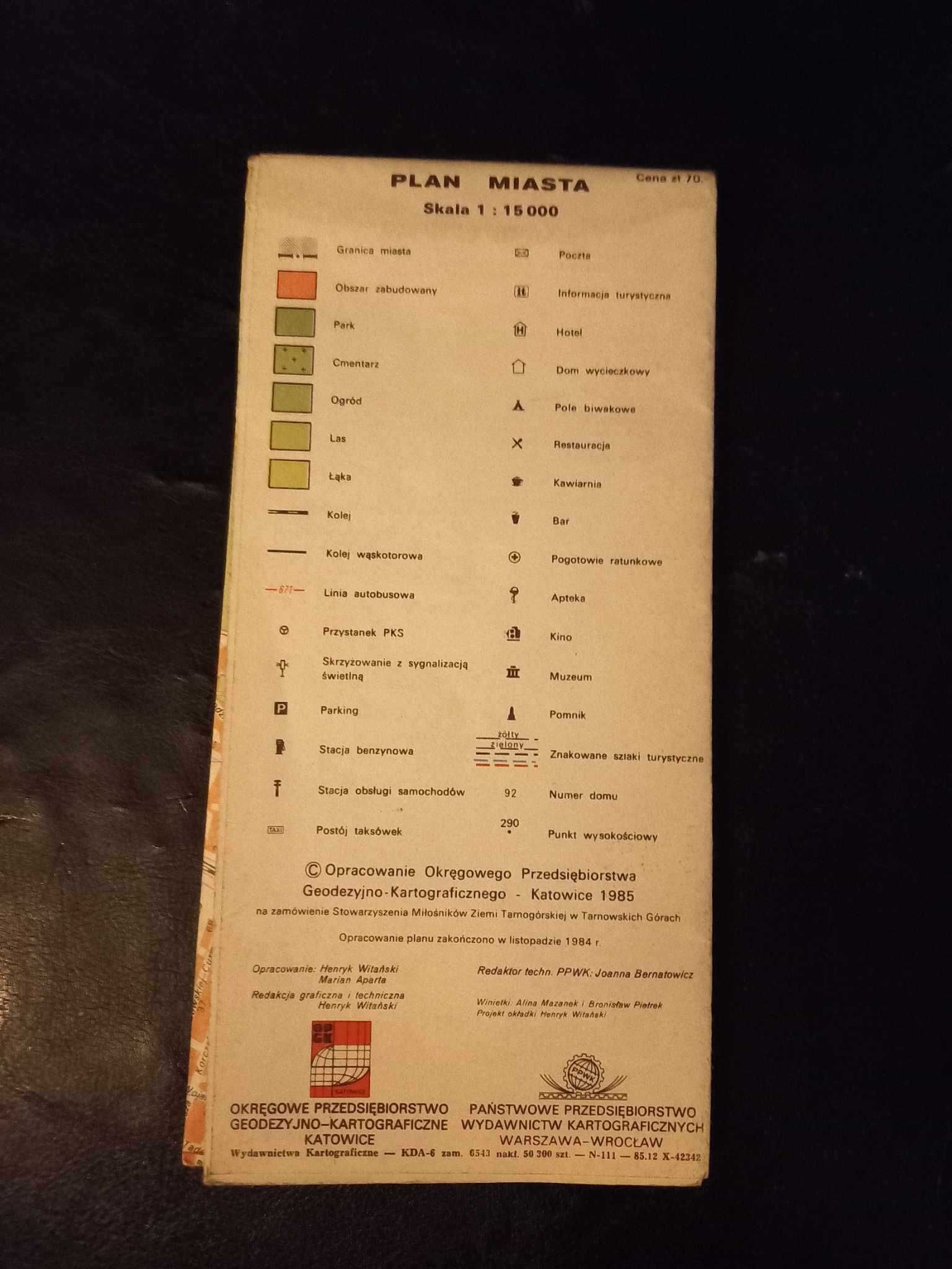 Plan Miasta -Tarnowskie Góry - rok wydania 1985.