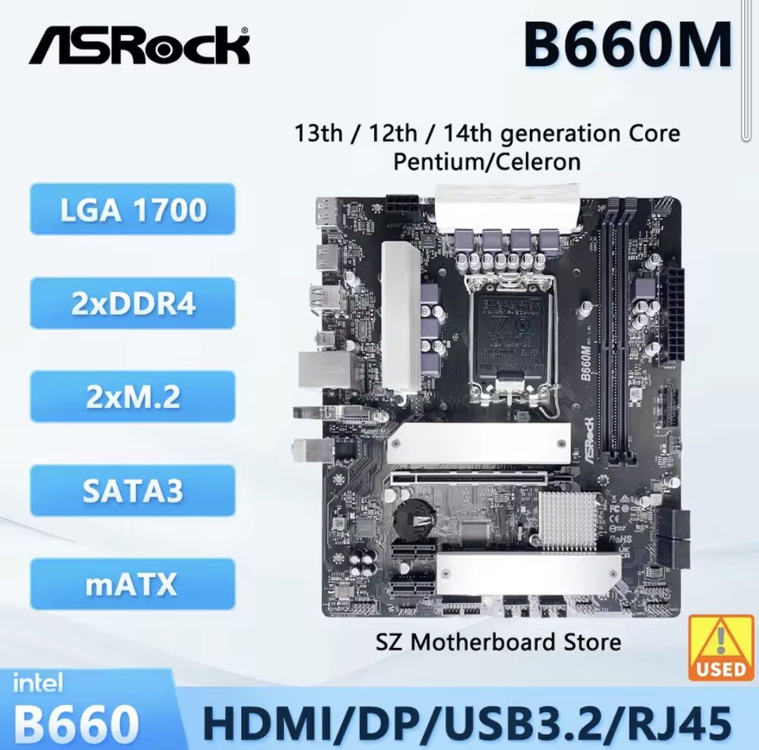 Материнська плата ASRock B660M DDR4, ASRock B760M DDR5 s1700 Нова, !