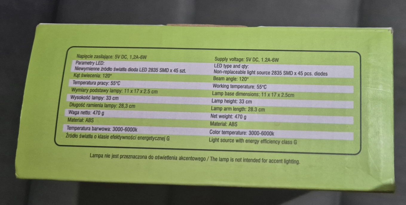 Lampka biurowa LED  z wyświetlaczem LCD