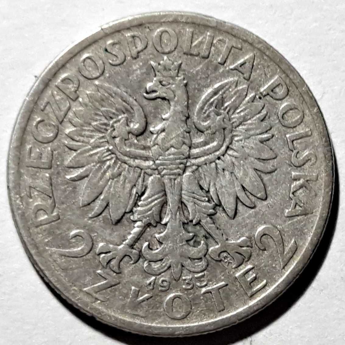 2 złote 1933 r. - II Rzeczpospolita  - Głowa kobiety (Ag750) - ładna