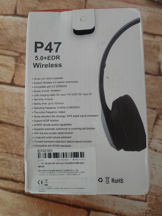 Słuchawki bezprzewodowe nowe biale