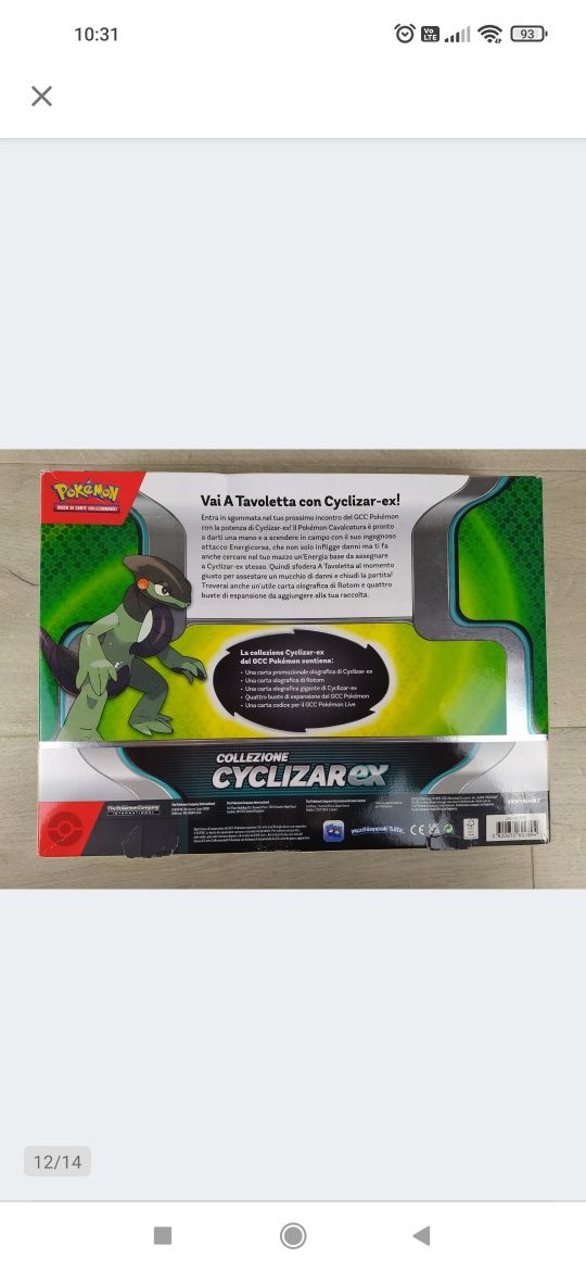 Pokemon TCG Collezione Cyclizar ex Karty JĘZYK WŁOSKI OPIS

Nowe.

UWA