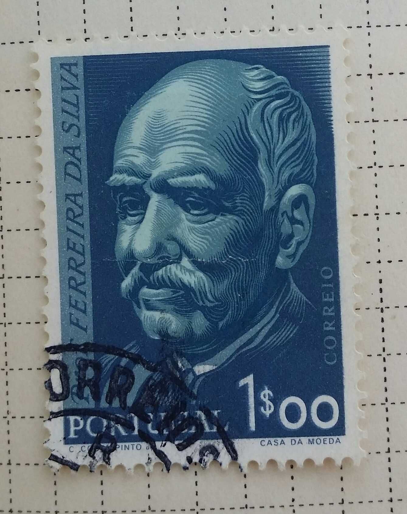 Filatelia selos Portugal anos 1954 a 1956 vários valores usados