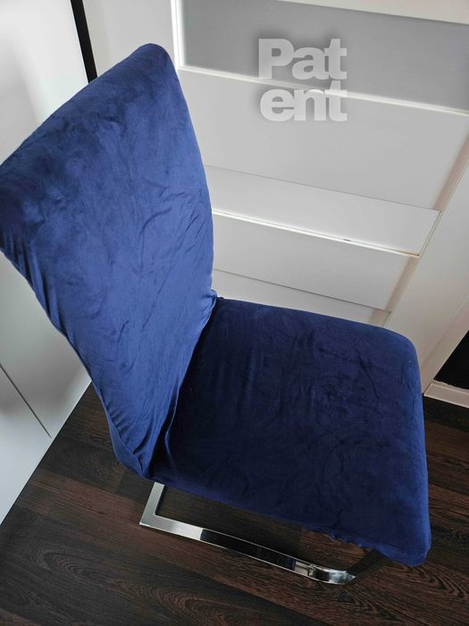 Welurowe pokrowce na krzesła 4 sztuki miękkie granatowe