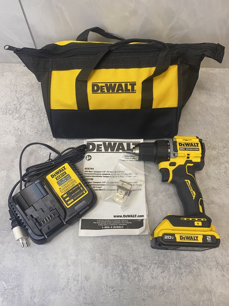 DeWALT DCD794 20V MAX безщітковий шуруповерт Made in Mexico комплект