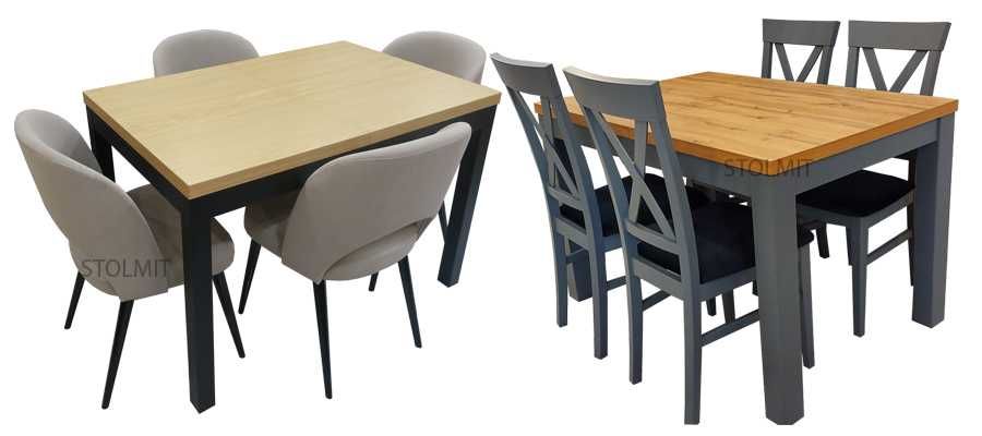 Kwadratowy stół rozkładany do 120/140cm +4krzesła dąb naturalny wymiar