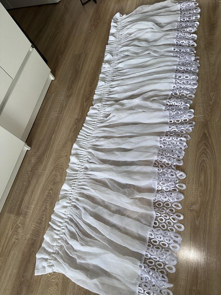 Firana z gipiurą gipiura  na taśmie marszczona