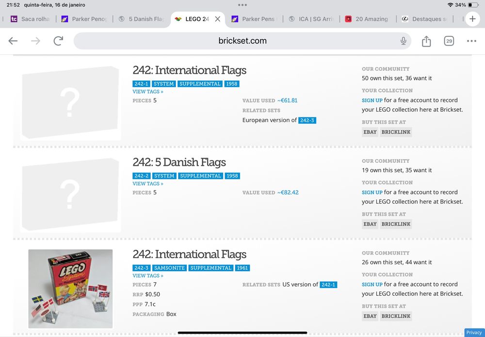 Antigo Lego System referencia 242A com bandeiras Raro nestas condicões