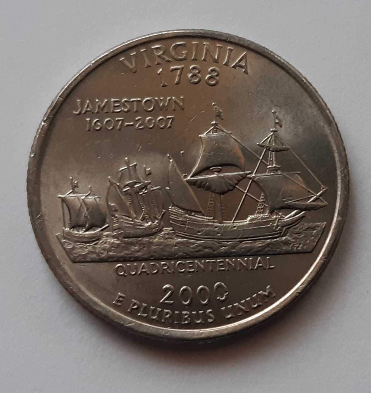 Moneta USA QUARTER DOLLAR 2000 P - STAN VIRGINIA - 25 centów - Piękna!