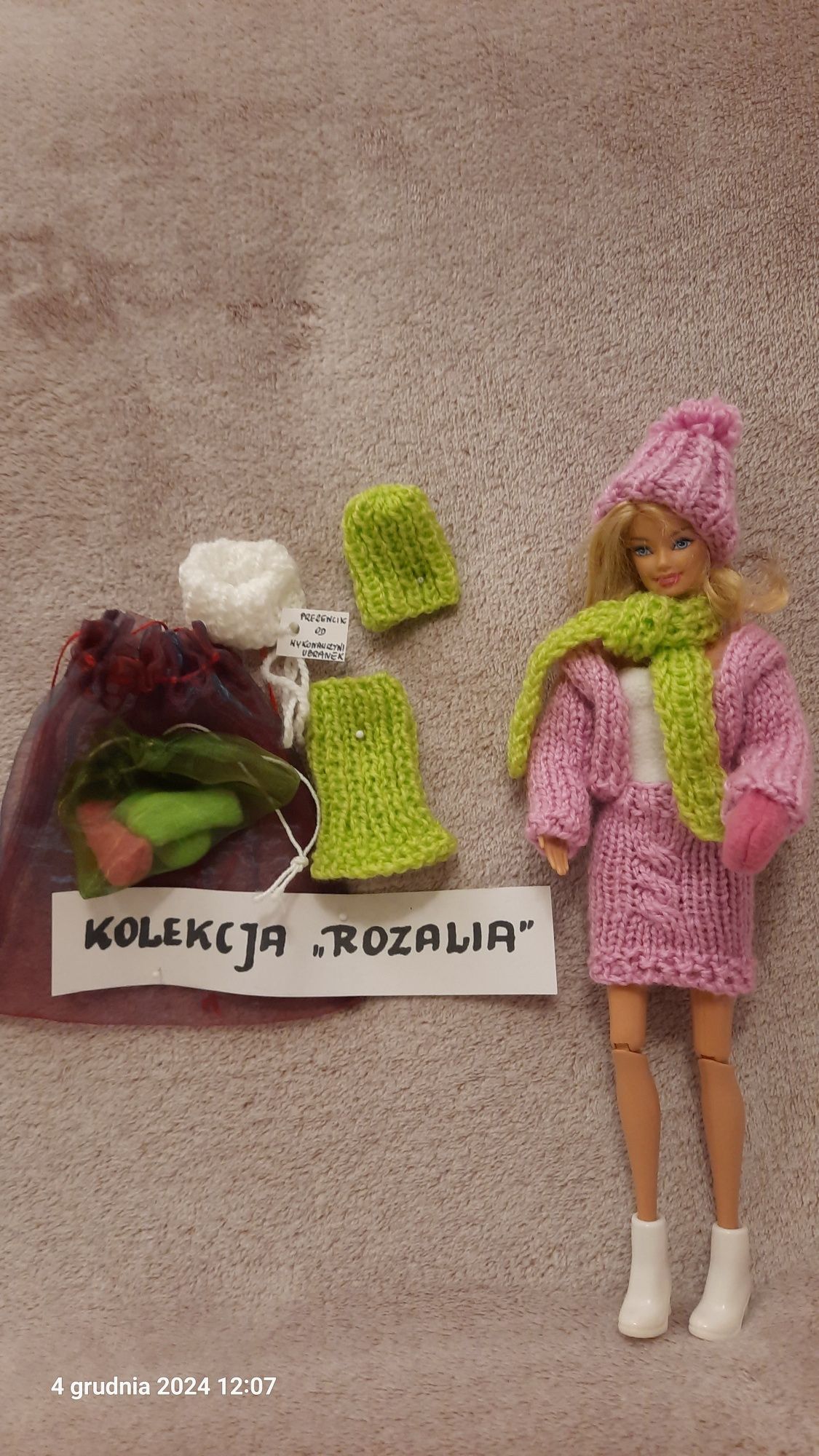 Ubranka zimowe dla BARBIE wykonane ręcznie na drutach