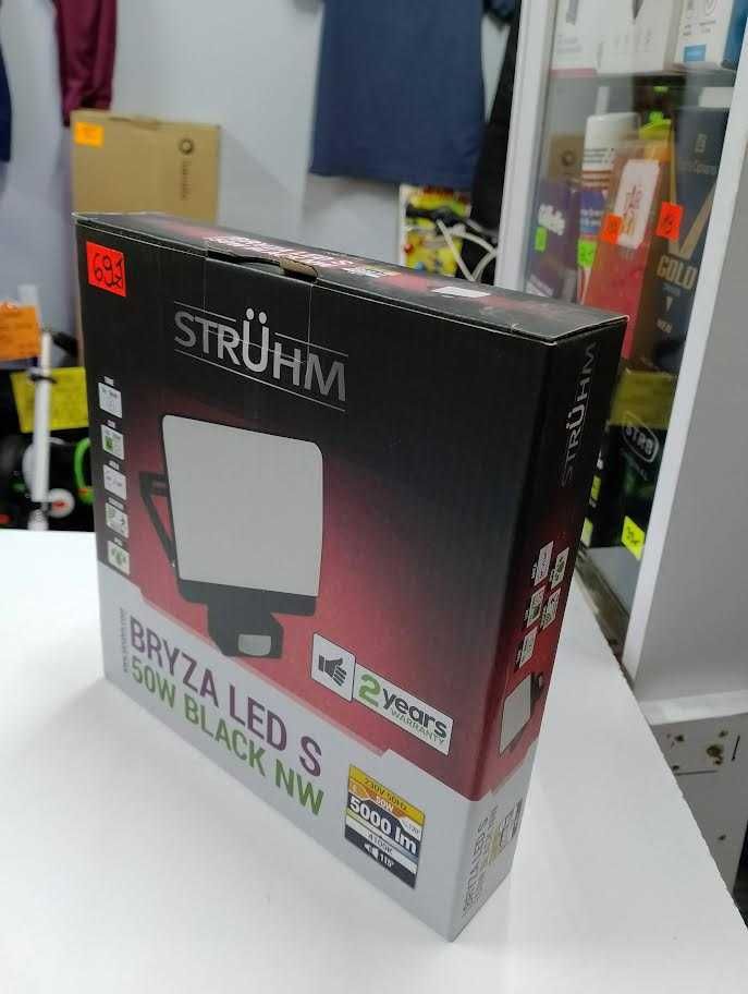 Naświetlacz SMD LED z czujnikiem ruchu STRUHM Bryza LED S 50W black NW