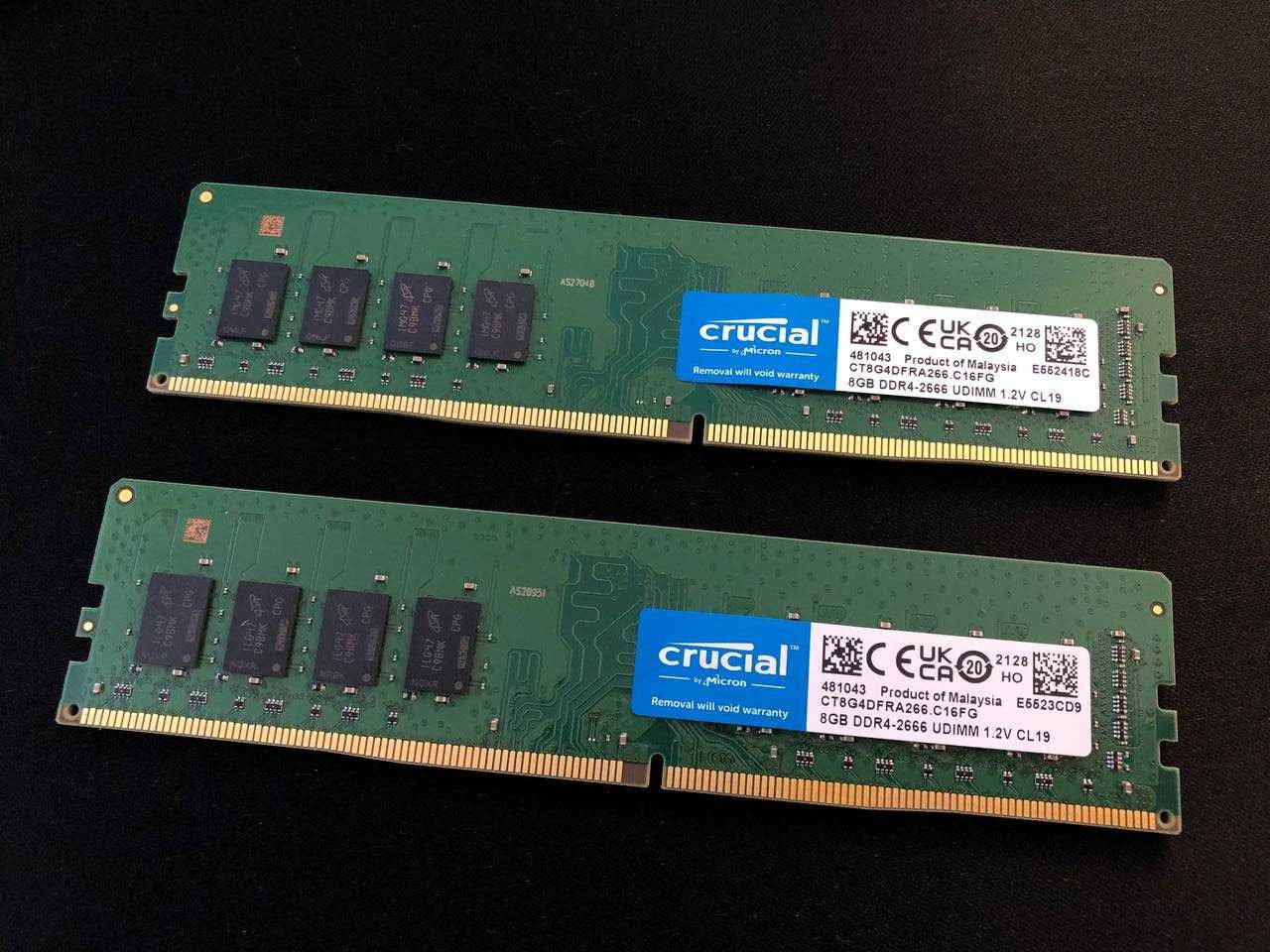 Оперативна пам'ять Crucial DDR4 16GB(2х8) 2666Mhz для бюджетного ПК