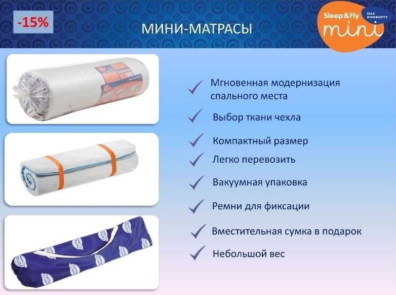 Тонкий мини матрас Sleep&Fly (высота 6-8см) улучшит Ваш сон!