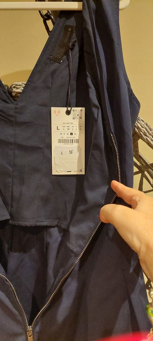 Vestido midi com fecho de correr na frente em azul-marinho da nova col