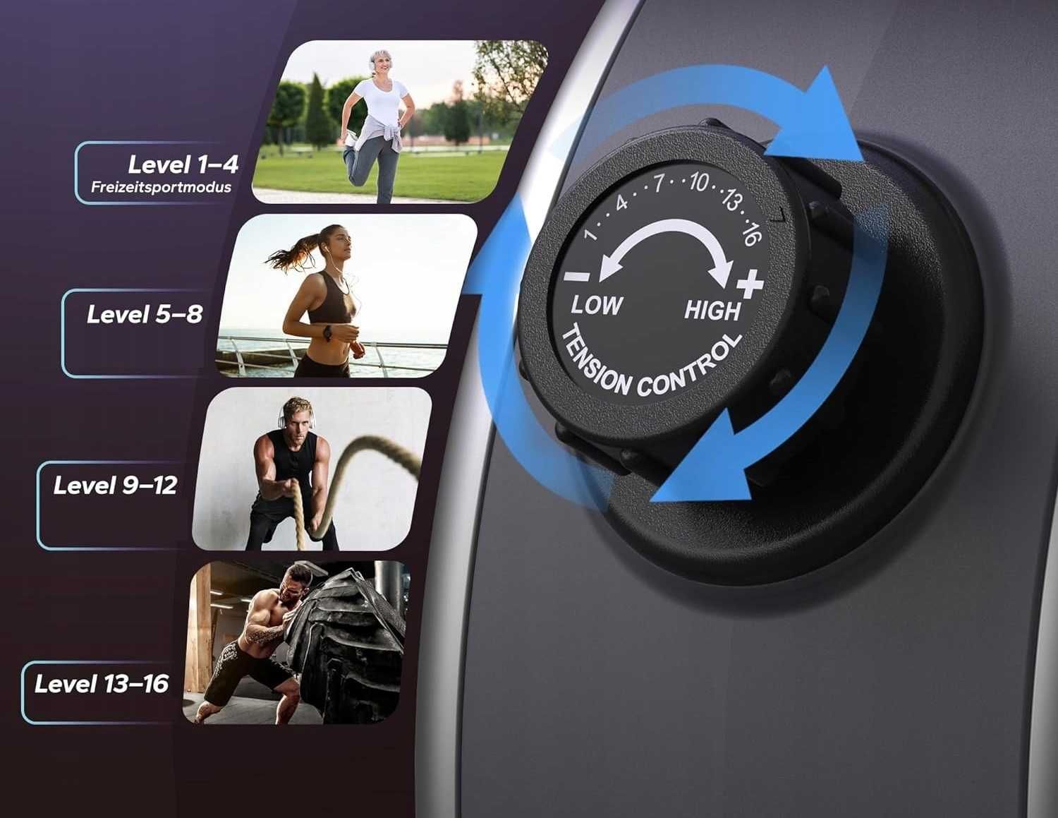 Wioślarz do 160 kg do domu magnetyczny Bluetooth 16 poziomami oporu