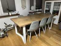 Piękny stół, biala noga, blat lancelot + 8 krzesel