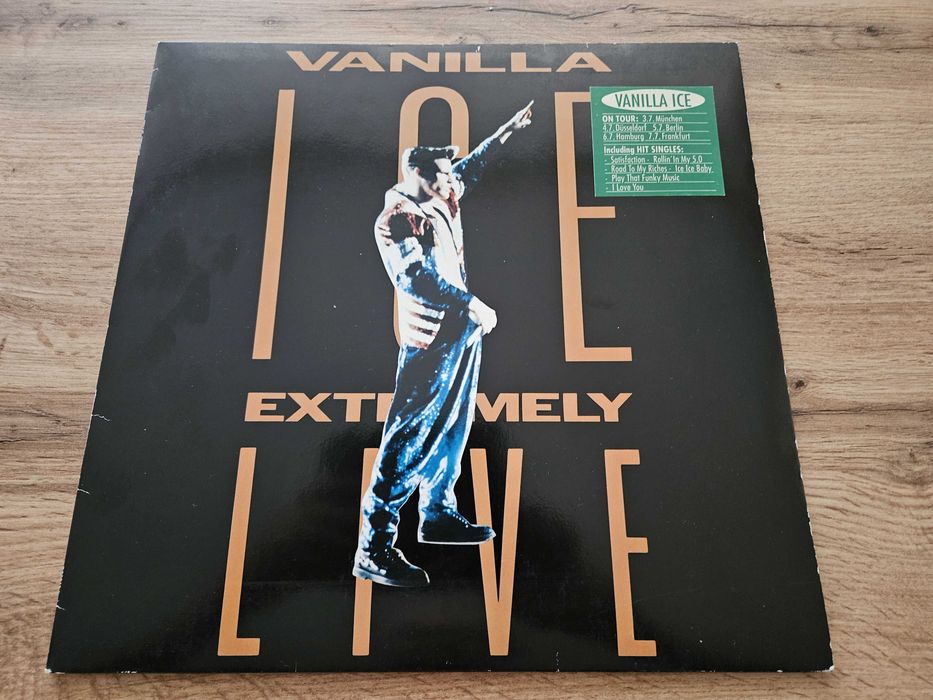 VANILLA ICE Extremely Live LP 1991 SBK Tour date sticker on cover. EX+